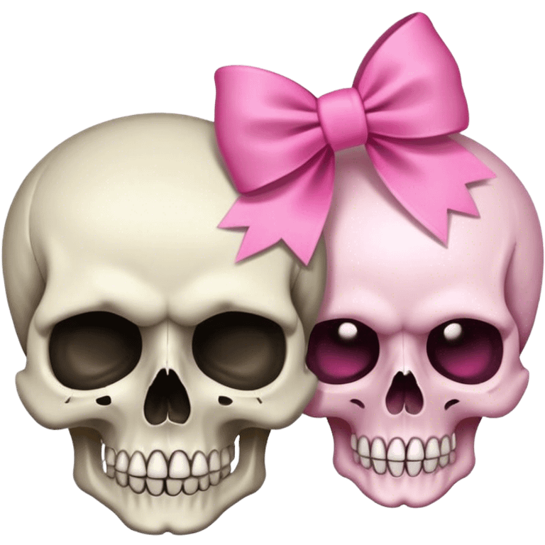 Skull with a pink bow with a male counterpart emoji