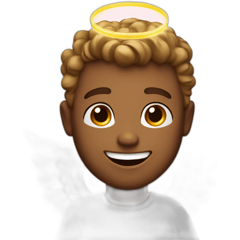 Angel guy with halo and big smile emoji