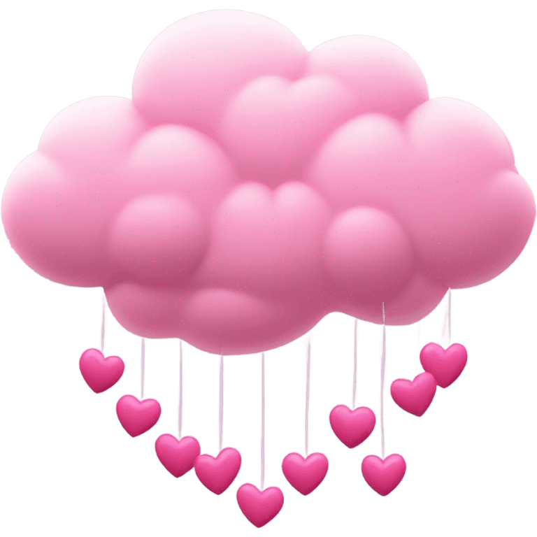 Pink cloud with dangling pink hearts  emoji