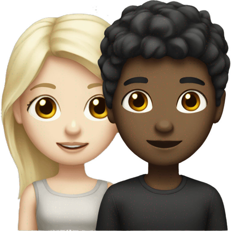 black hair boy with white skin and blonde hair girl with white skin  emoji