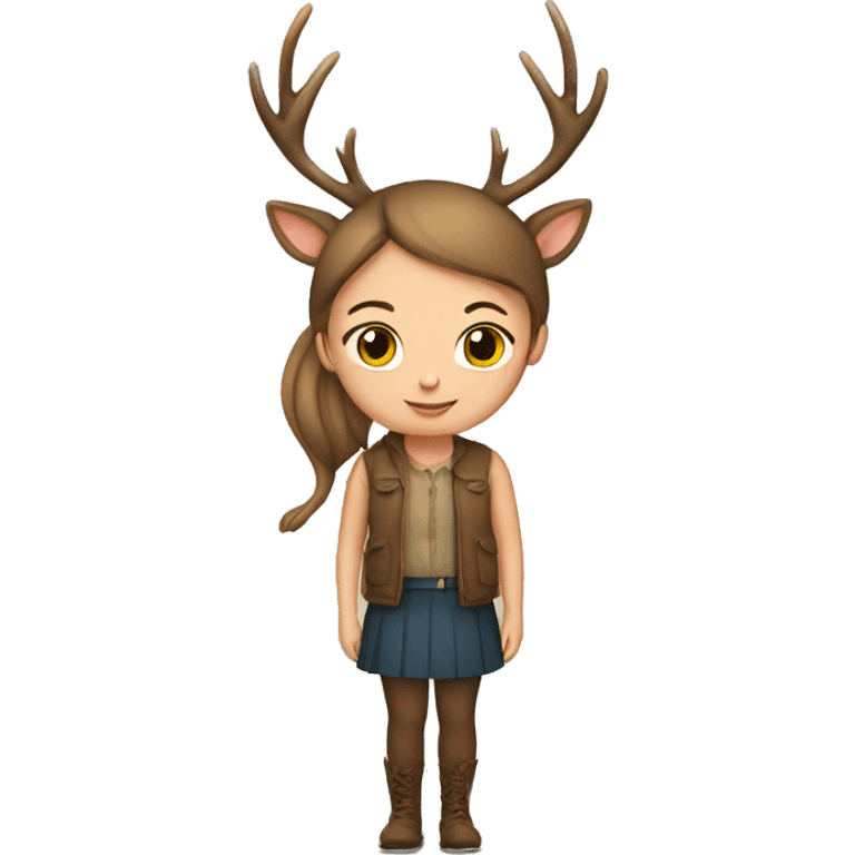 Girl and deer  emoji