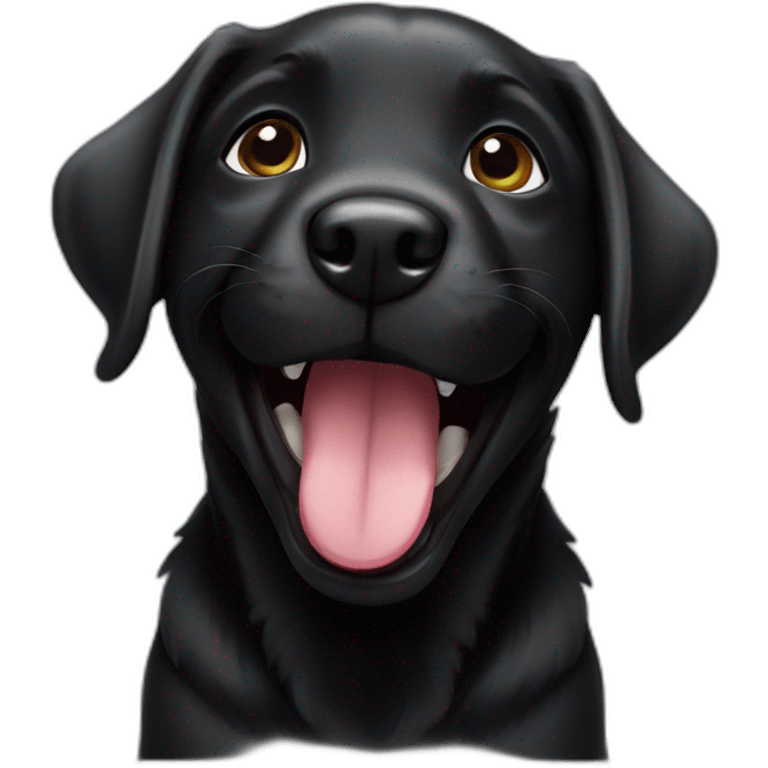 a black labrador puppy laughs emoji