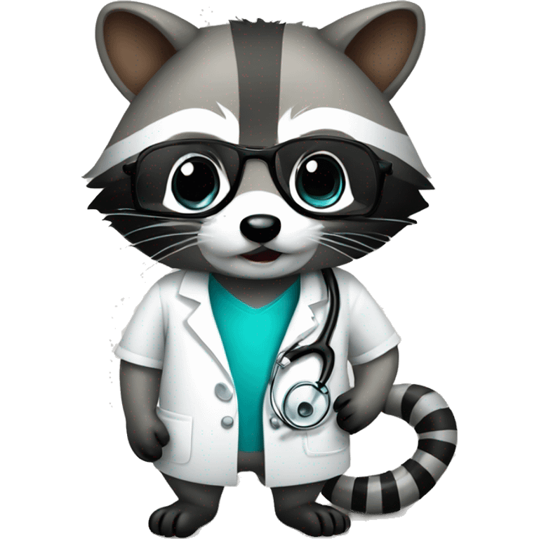 Raccoon with a stethoscope emoji