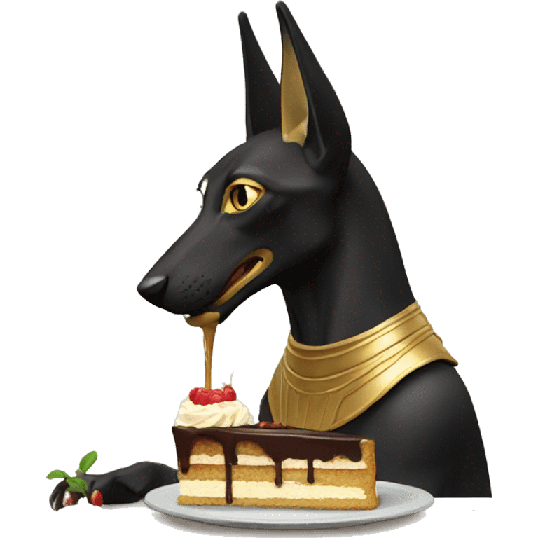 Anubis (pal) eating cake emoji