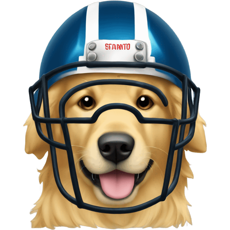 Golden retriever wearing football helmet emoji