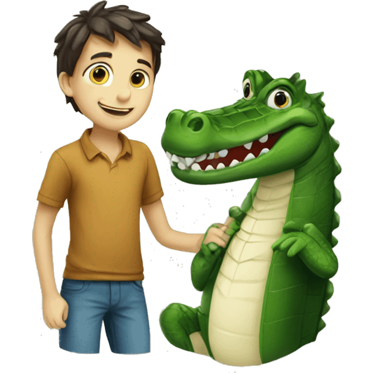 crocodile with boy emoji