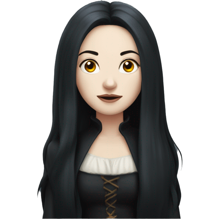 Long black haired witch with pale skin emoji