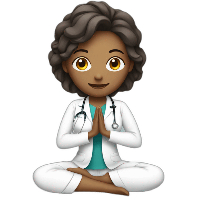 woman doctor doing yoga emoji