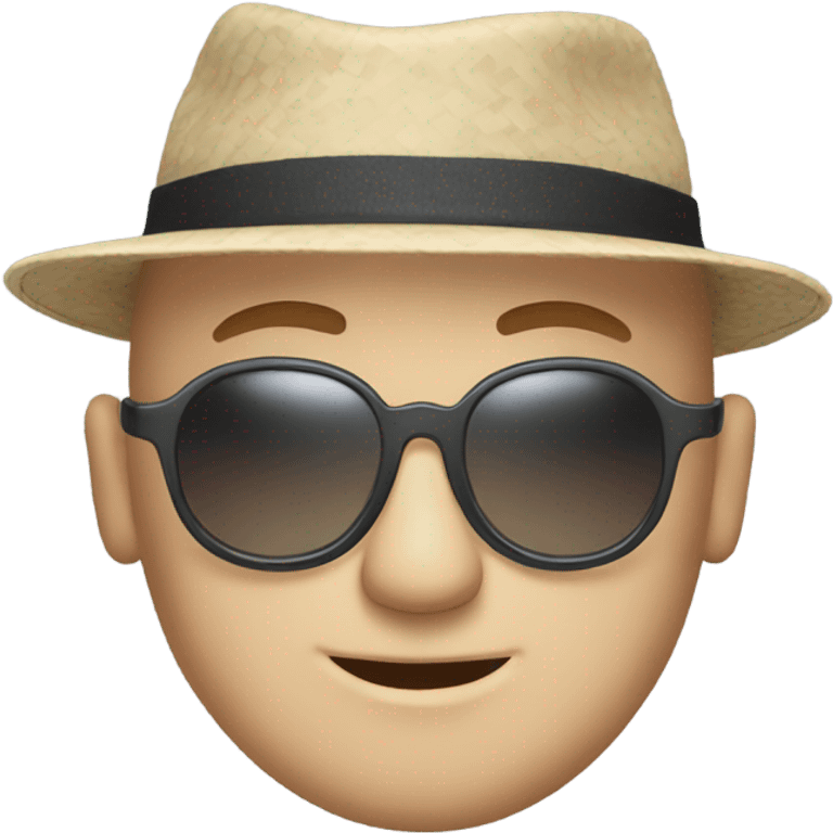 Bald white guy with Australian hat and sunglasses emoji