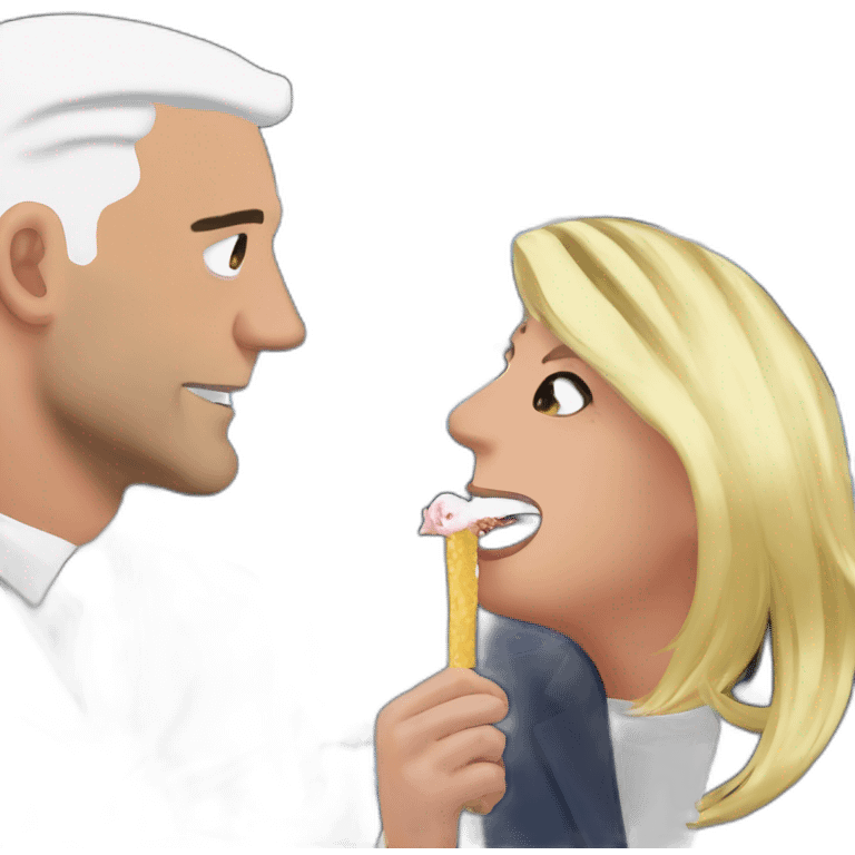 Marine Le Pen ambrasse emnuelle macron sur la bouche emoji