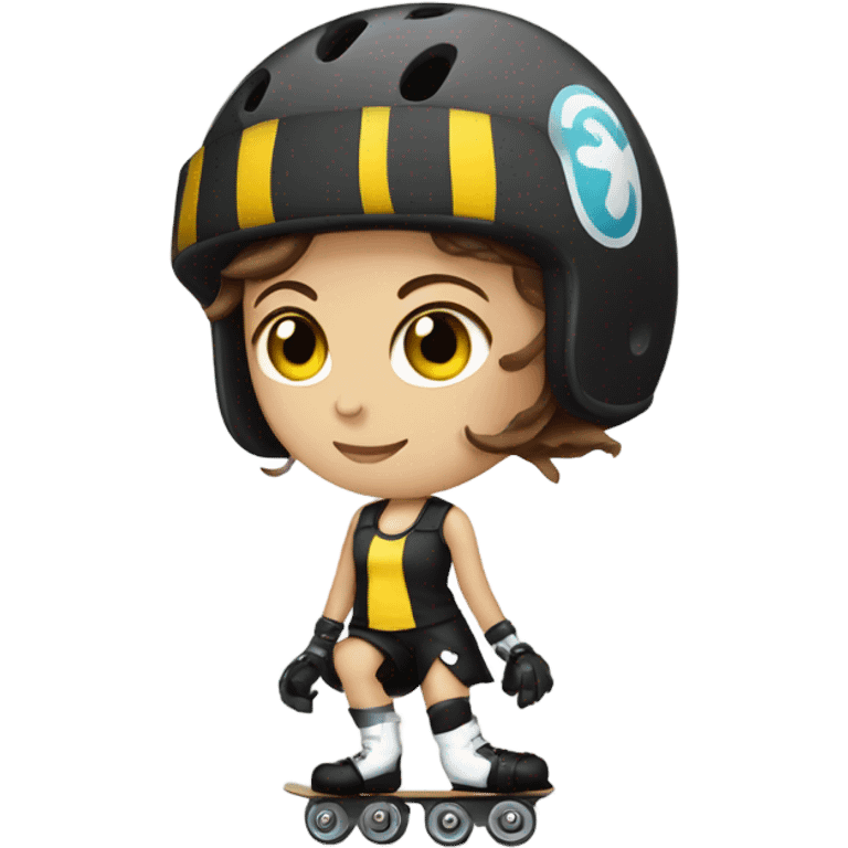 Brown haired girl in roller derby  emoji