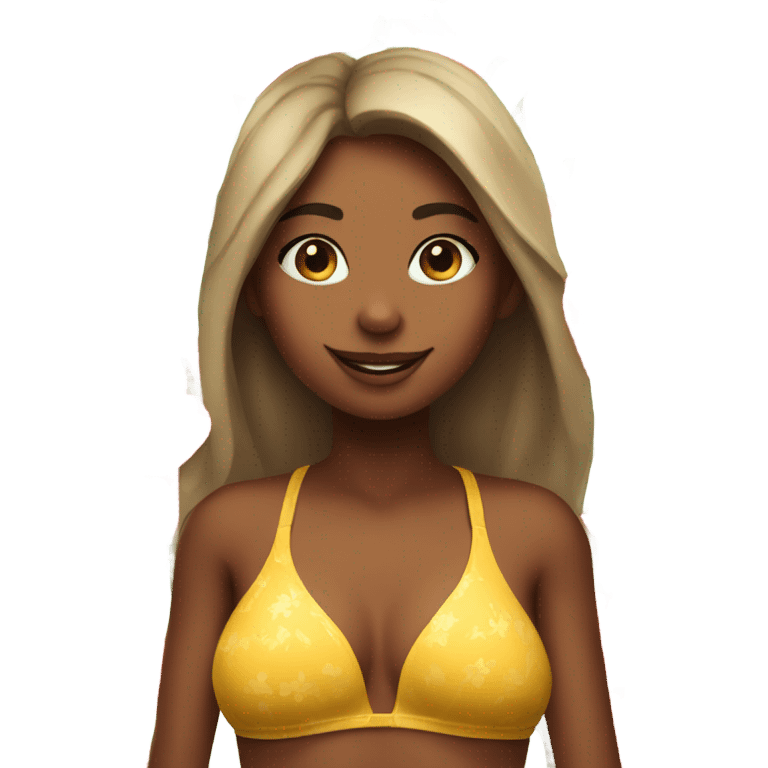 A girl wearing bikini and holding tulips emoji