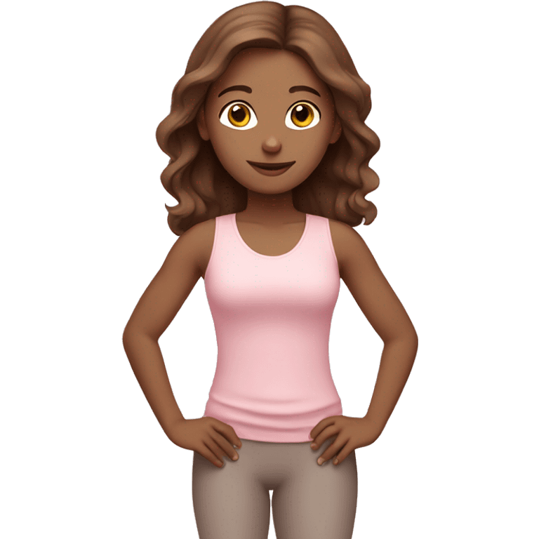 brown hair yoga girl light pink clothes  emoji