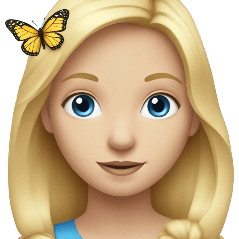 Blond girl blue eyes butterfly  emoji