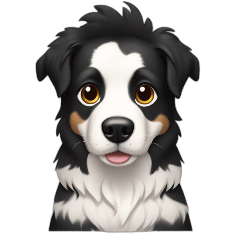 dog, short-hair, black-hair, black-mouth, white-chest, white-stripe-down-face, black-face, black-head, border-collie, mcnab emoji