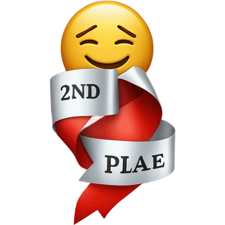 A bright red award ribbon that says 2nd place  emoji