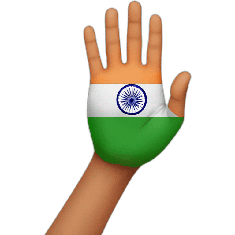 indian flag behind hand emoji