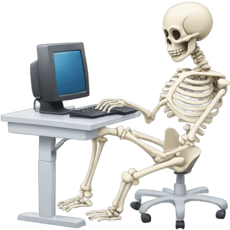 Skeleton typing on computer emoji