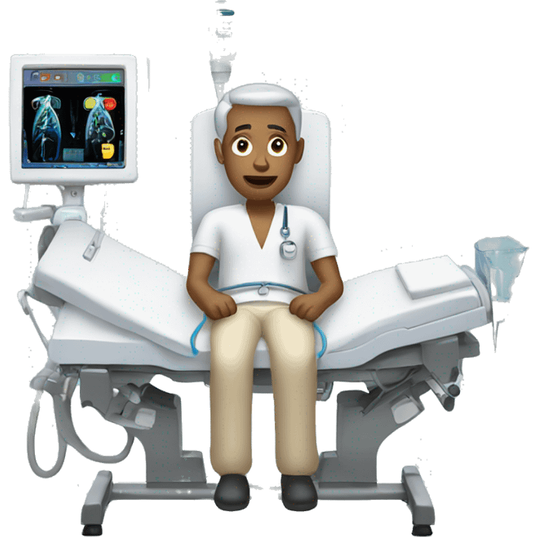 Patient on a dialysis machine  emoji