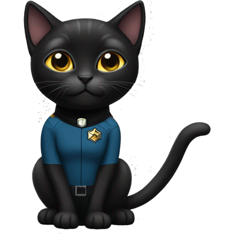 a black cat in a startreck uniform  emoji