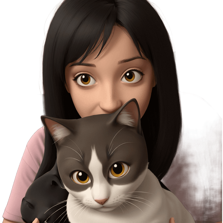 girl holding black cat emoji