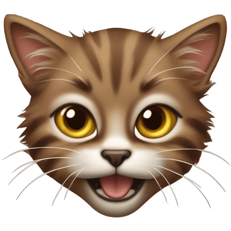 brown angry hissing kitten realistic emoji