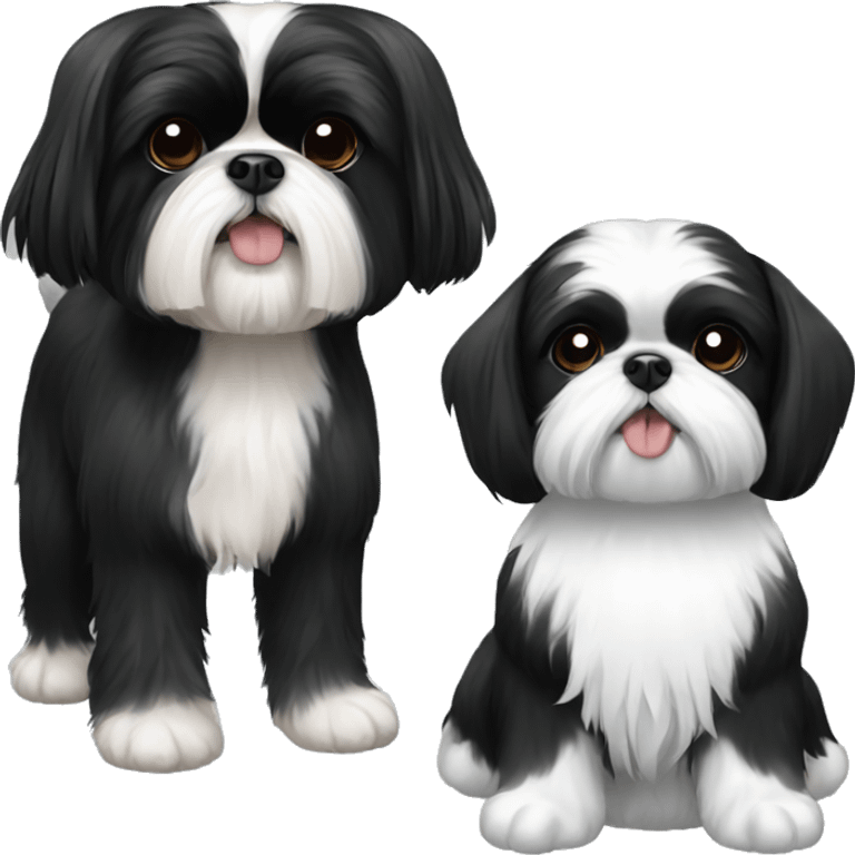 Black and white shih tzu and black shih tzu emoji