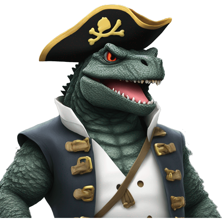 Godzilla dressed like a pirate emoji