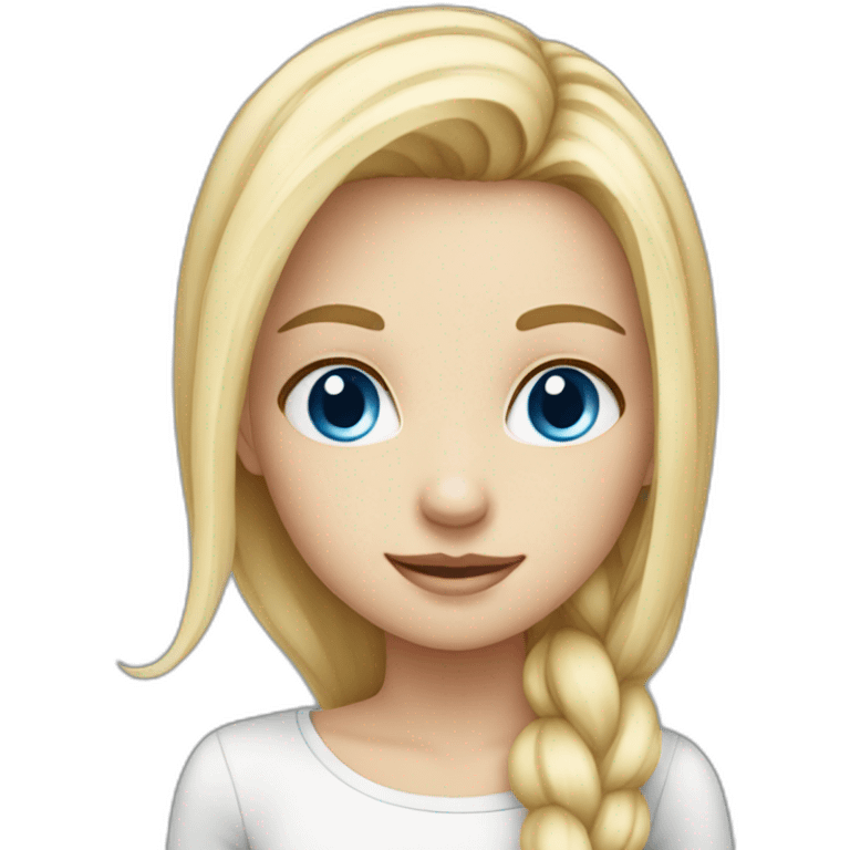 cute blonde girl with blue eyes and a white tail emoji