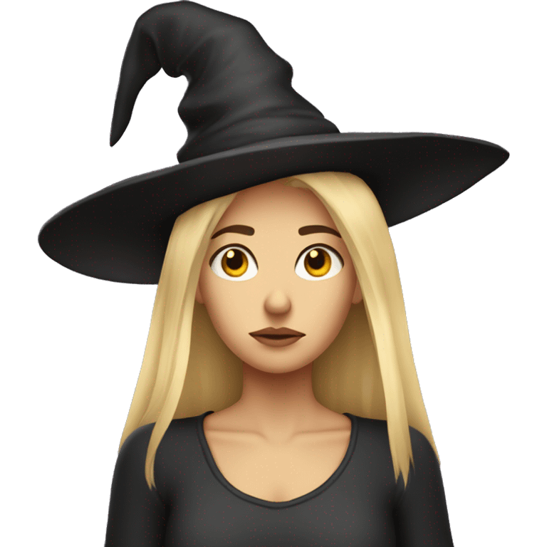 witch hat blonde longo hair sad expression emoji