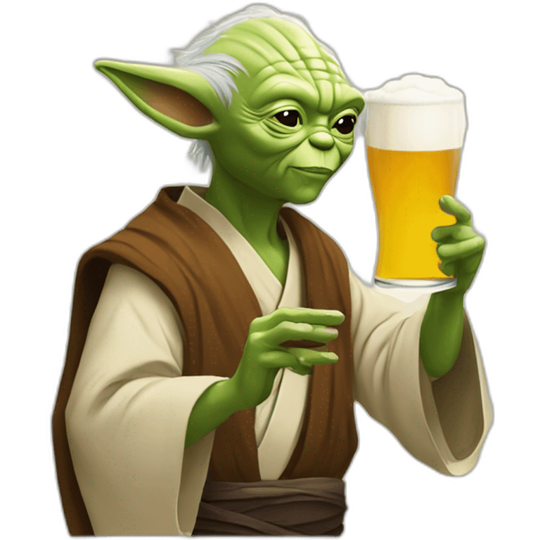 Obi wan kenobi and yoda drinking beer emoji