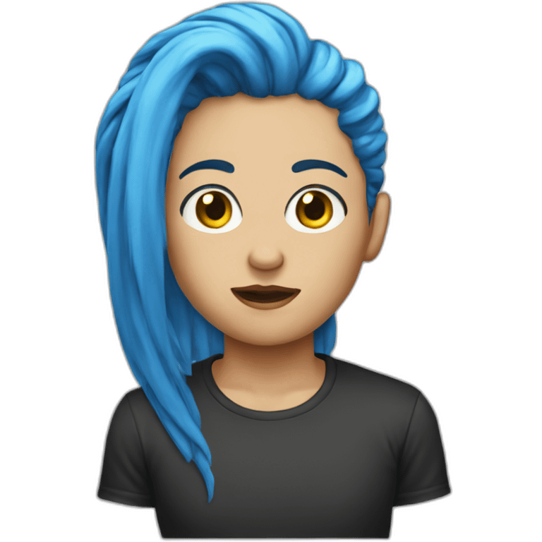 Blue hair left protester emoji