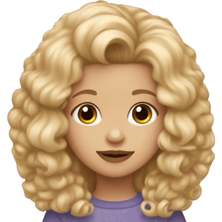 Little blonde girl with long hair and brown maltipoo emoji