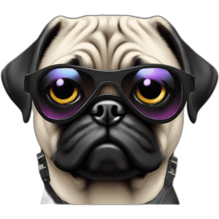 A cyberpunk  wear black sunglasses pug emoji