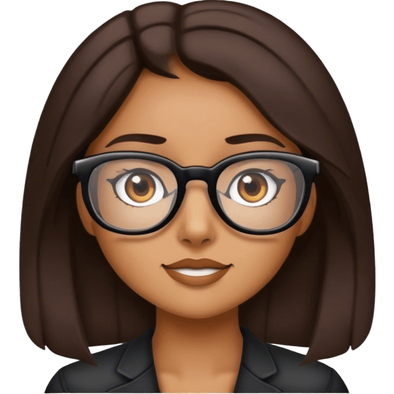 Girl with tan skin and dark brown hair with glasses  emoji