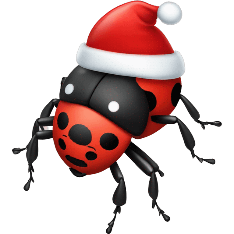 Ladybug with Christmas hat emoji