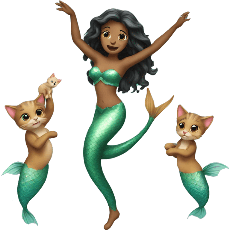 Mermaids dancing with kittens emoji