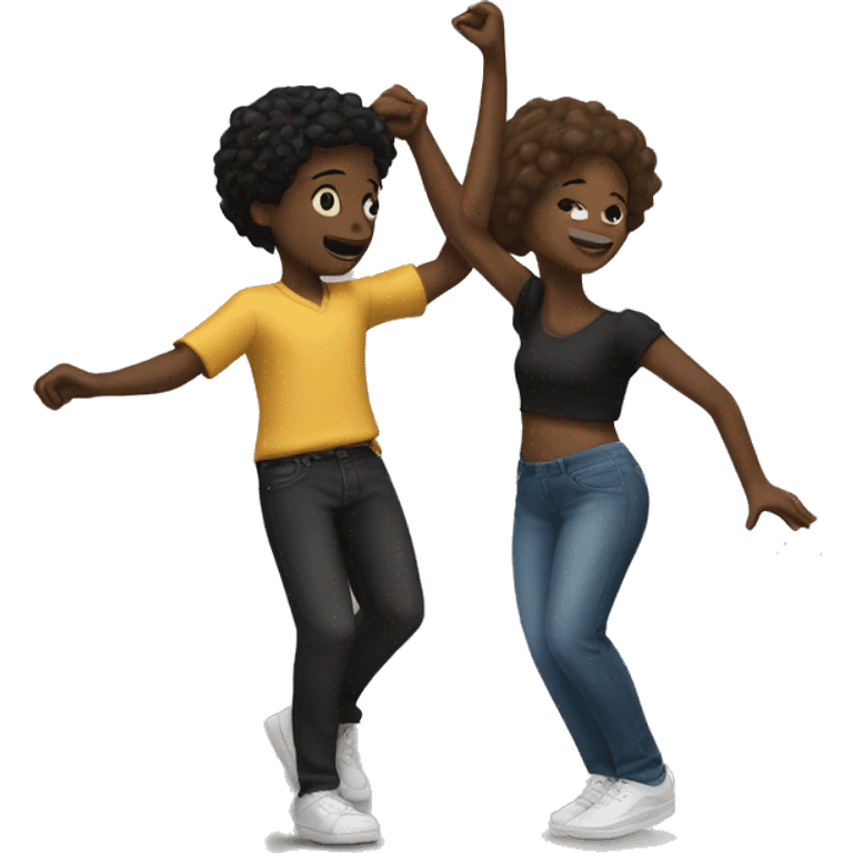 white boy and black girl dancing emoji