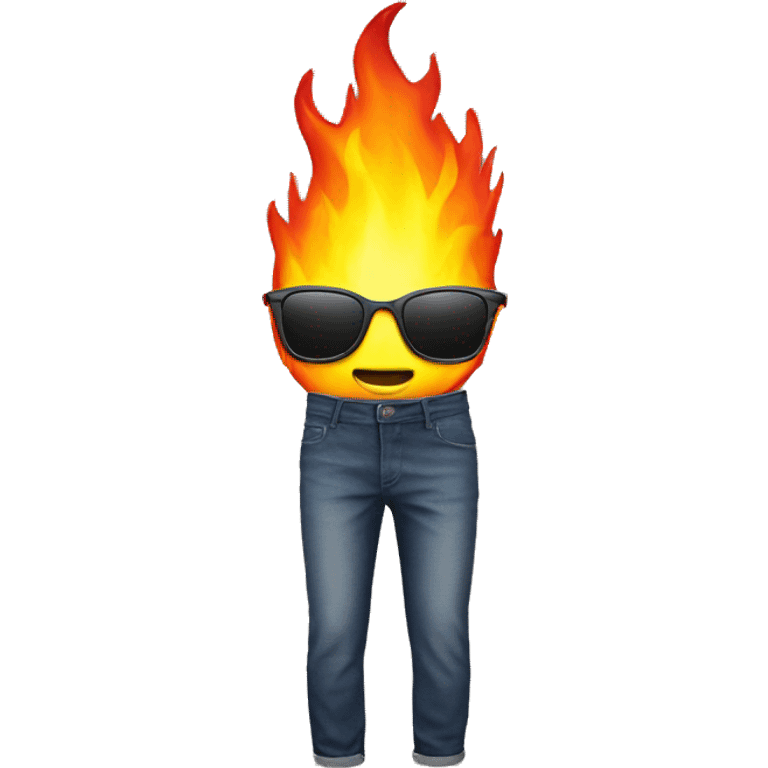 sunglasses wearing pants that is on fire emoji