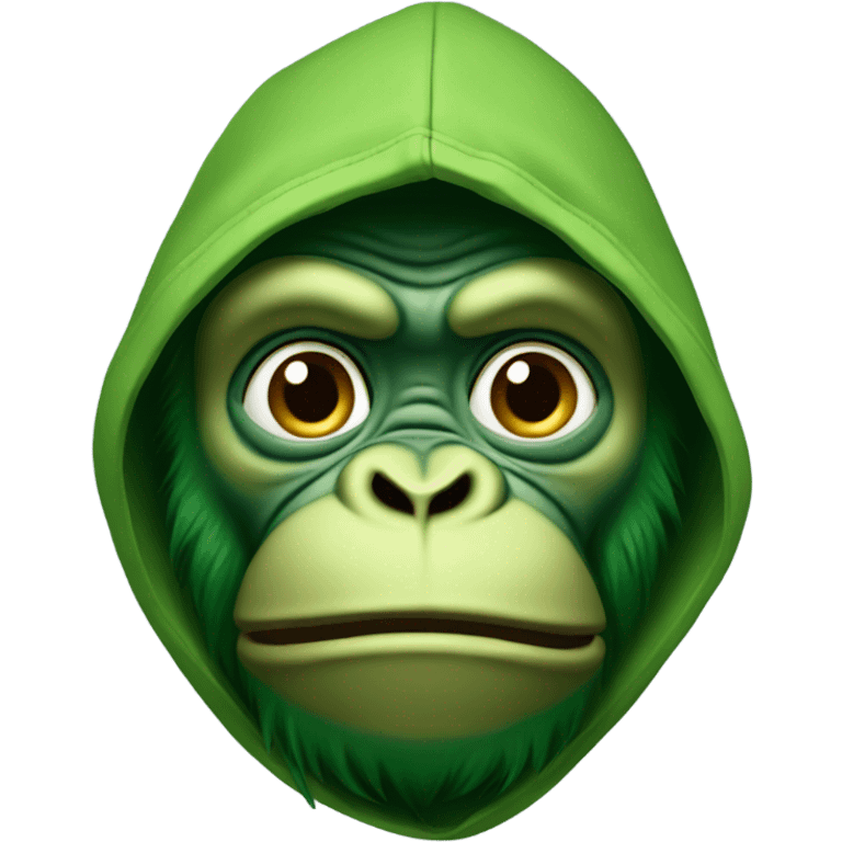 Green ape with hoodie emoji