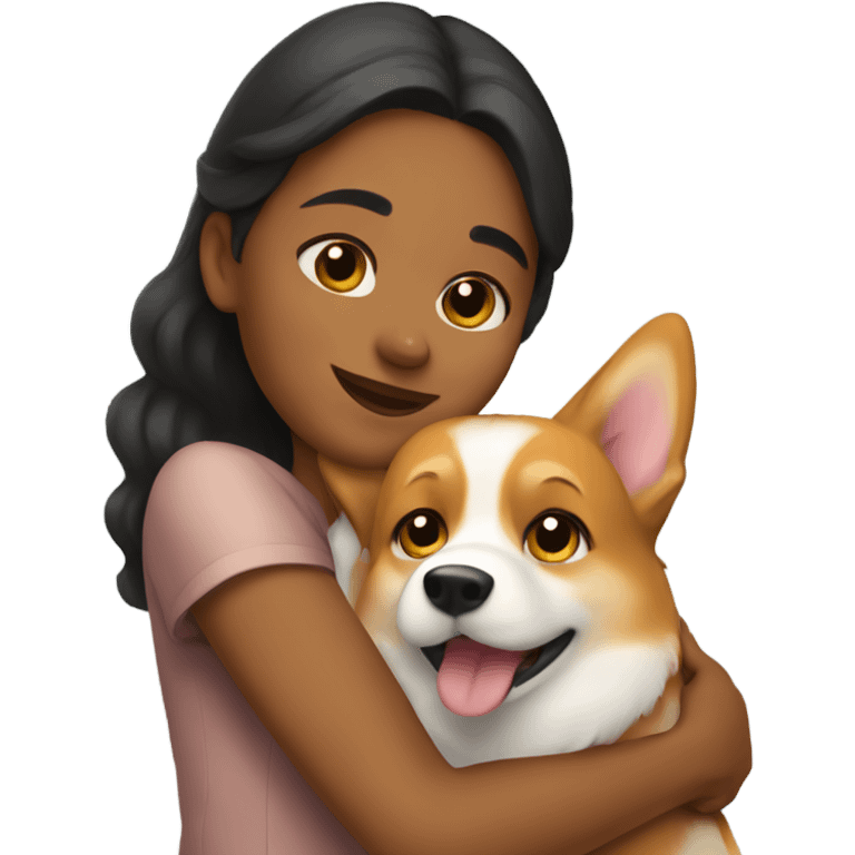 Girl hugging a corgi emoji