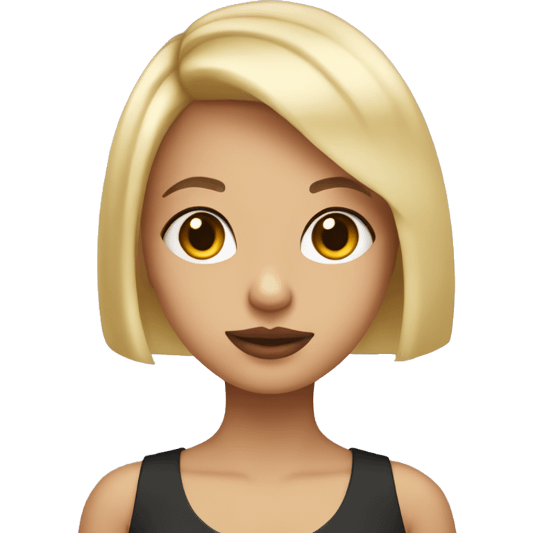 Girl with blonde bob cut and olive eyes with pink lips emoji