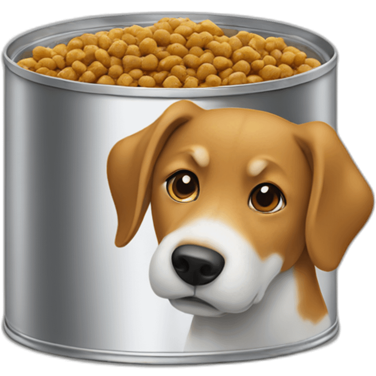 Apple logo wearing a tin of dog food emoji