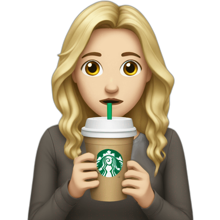 upset stressed anxious white girl holding starbucks emoji