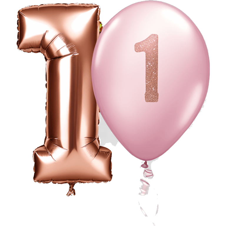 first birthday rose gold number ONE balloon  emoji