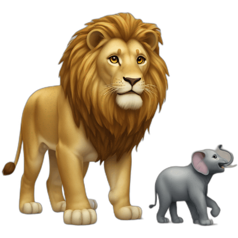 Lion sur un éléphant emoji