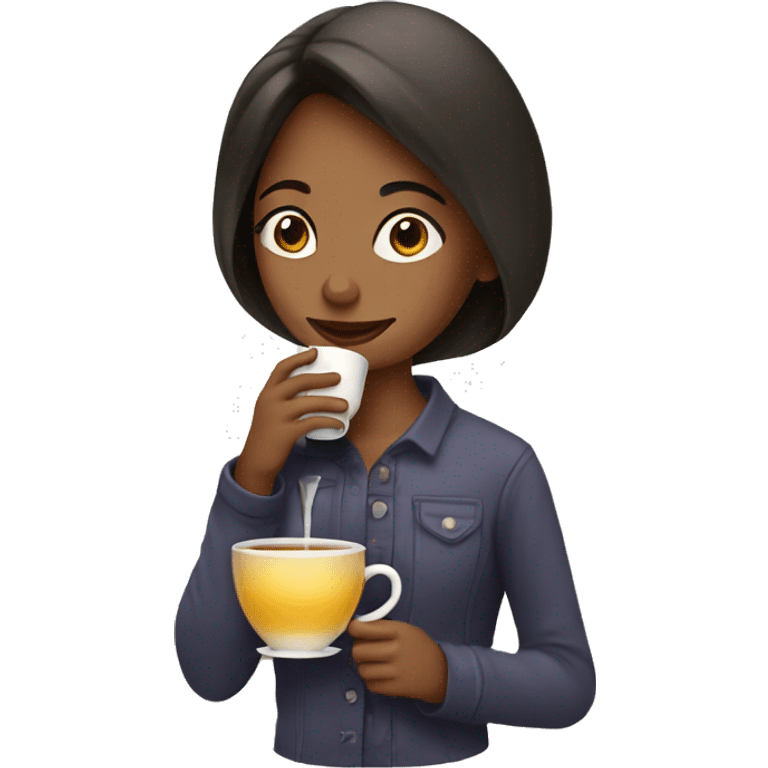 girl drinking tea emoji