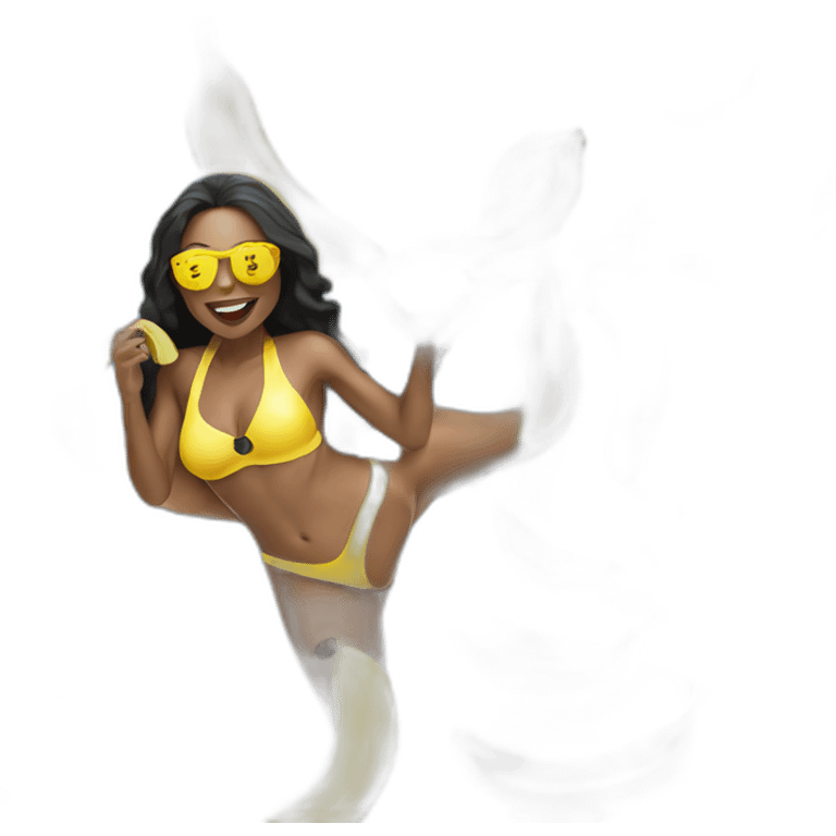 sexy woman eating banana swimming suit emoji