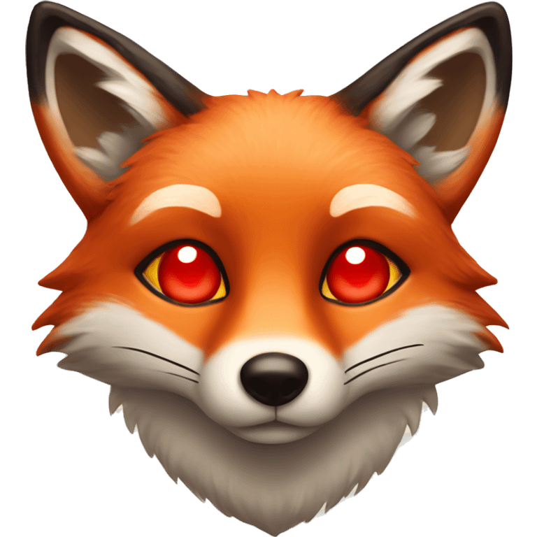 deep lush red fox face with tiny red heart instead of eyes emoji