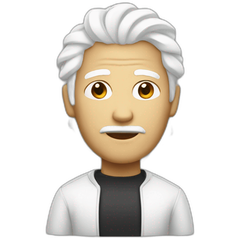 Long body with white hair and a bied head emoji